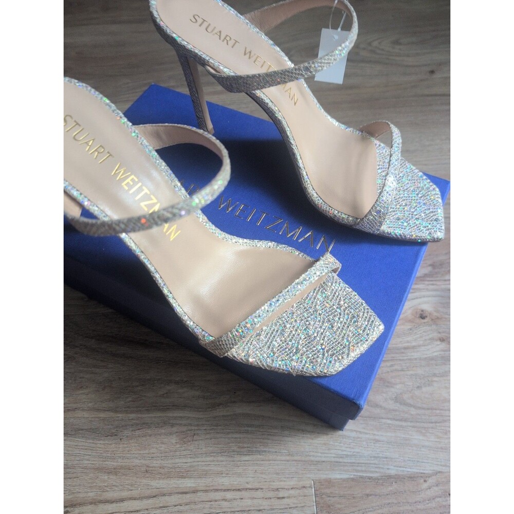 Stuart Weitzman Aleena 100 Iridescent Pave Lace Heel Sandals Womens 11